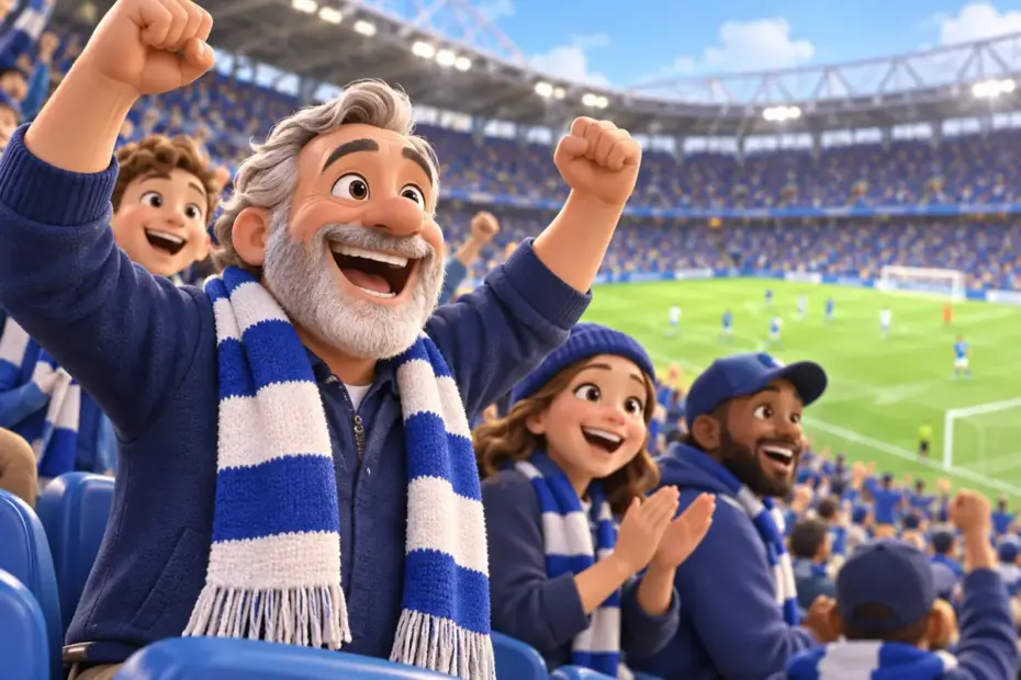 A devoted soccer supporter cheers as a die-hard fan.