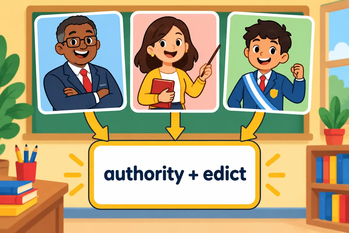 A principal, teacher or student council can issue an official order, showing the authority + edict pattern.