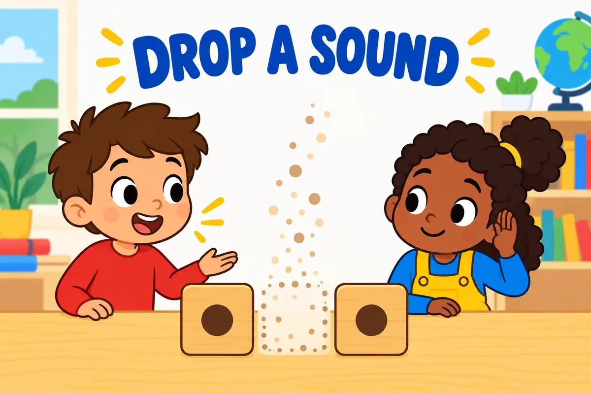 Cartoon child speaks a word while one letter fades away, showing elide in a sentence as a smooth omission.