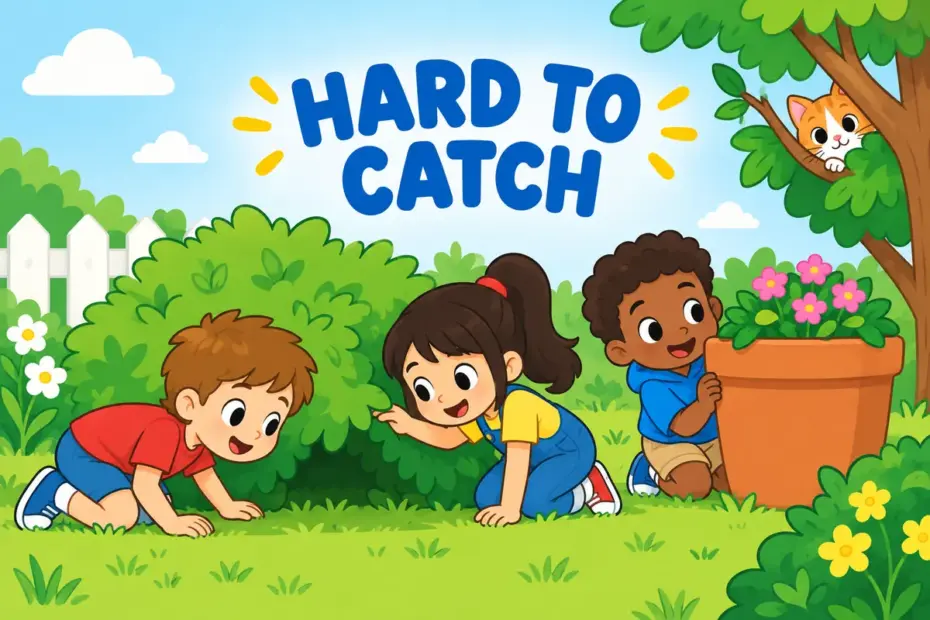 A partly hidden cat is hard to spot, illustrating elusive in a sentence as difficult to find or catch.