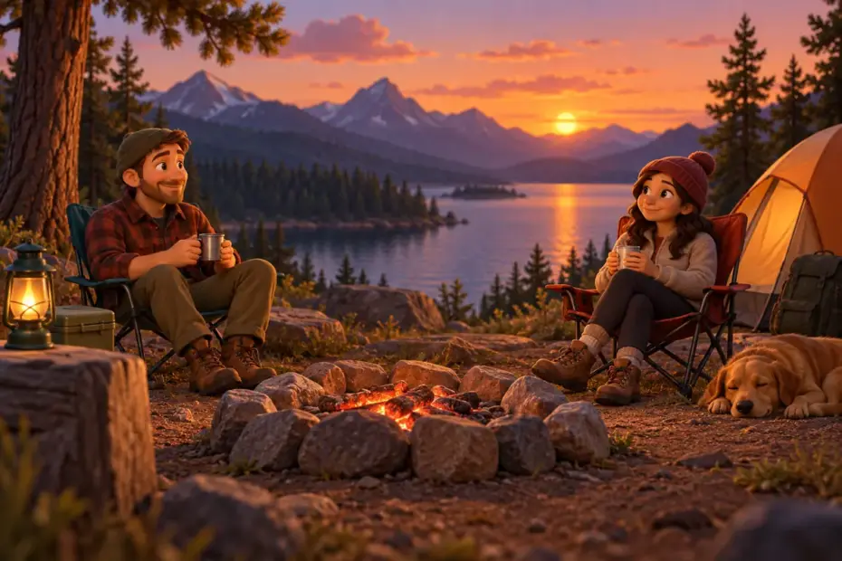 A few glowing embers remain in a contained campfire after the flames fade.