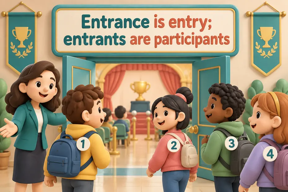 Entrance is entry; entrants are participants