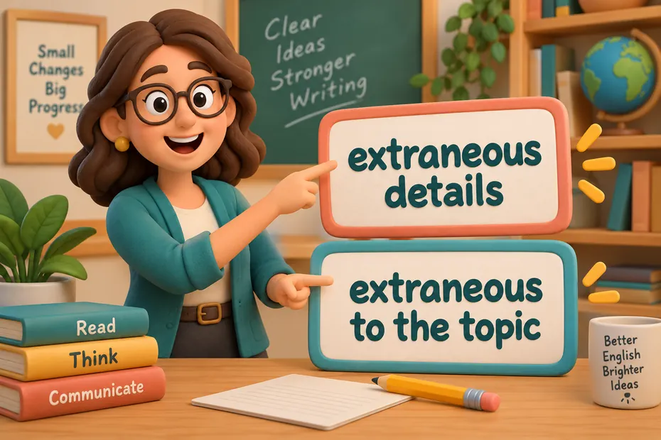 Extraneous details and extraneous to the topic show adjective patterns