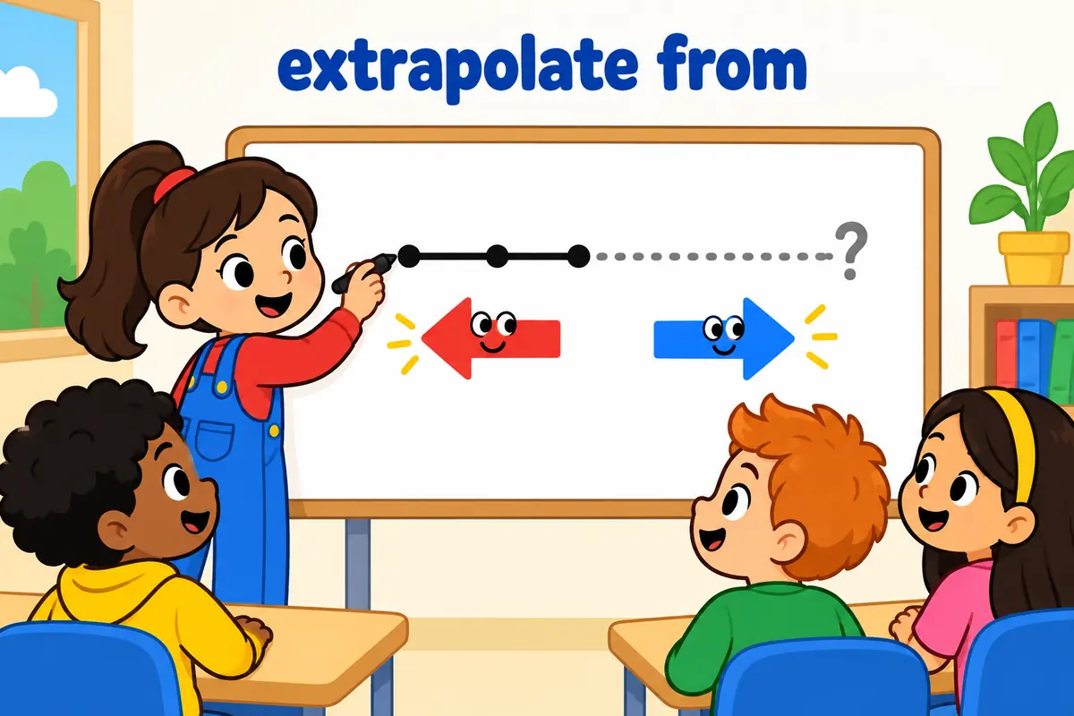A cartoon chart turns dotted as it continues past the last measured point, showing extrapolate from known data