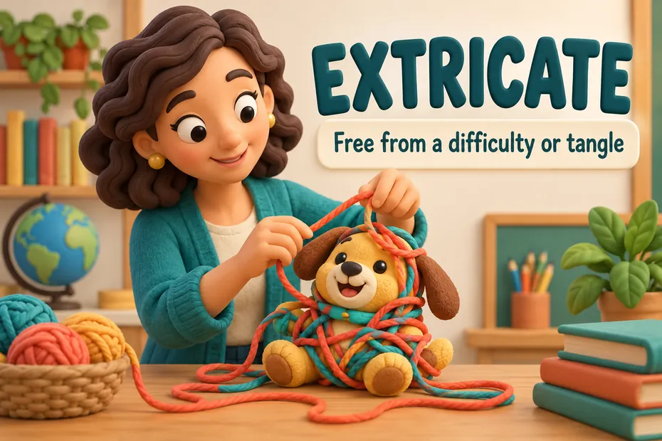 Extricate means free from a difficulty or tangle.