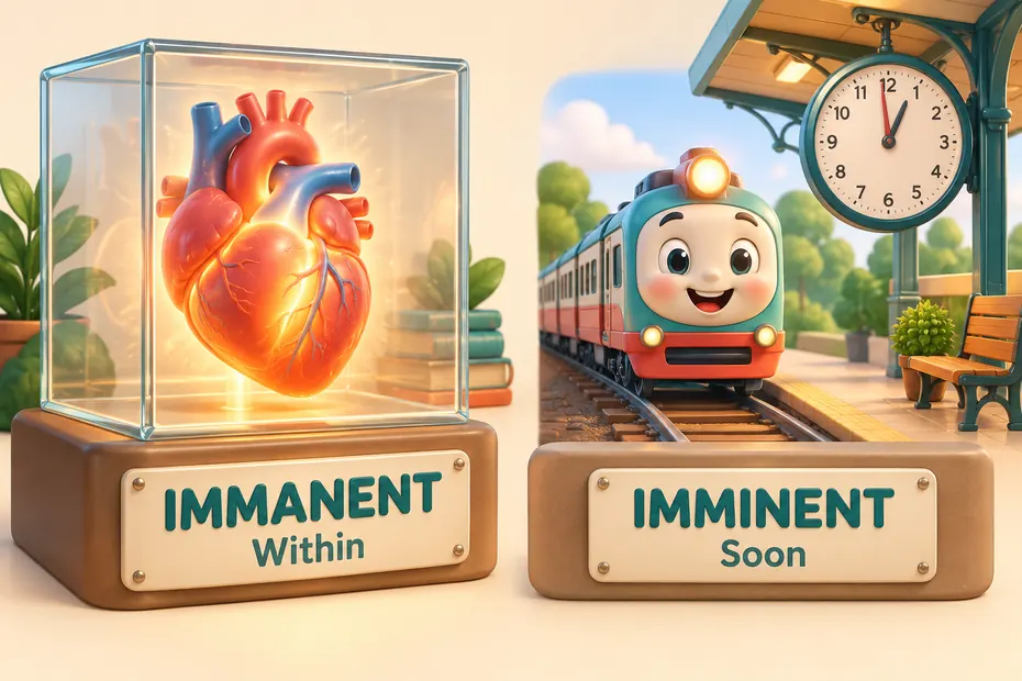 Immanent means within; imminent means soon.