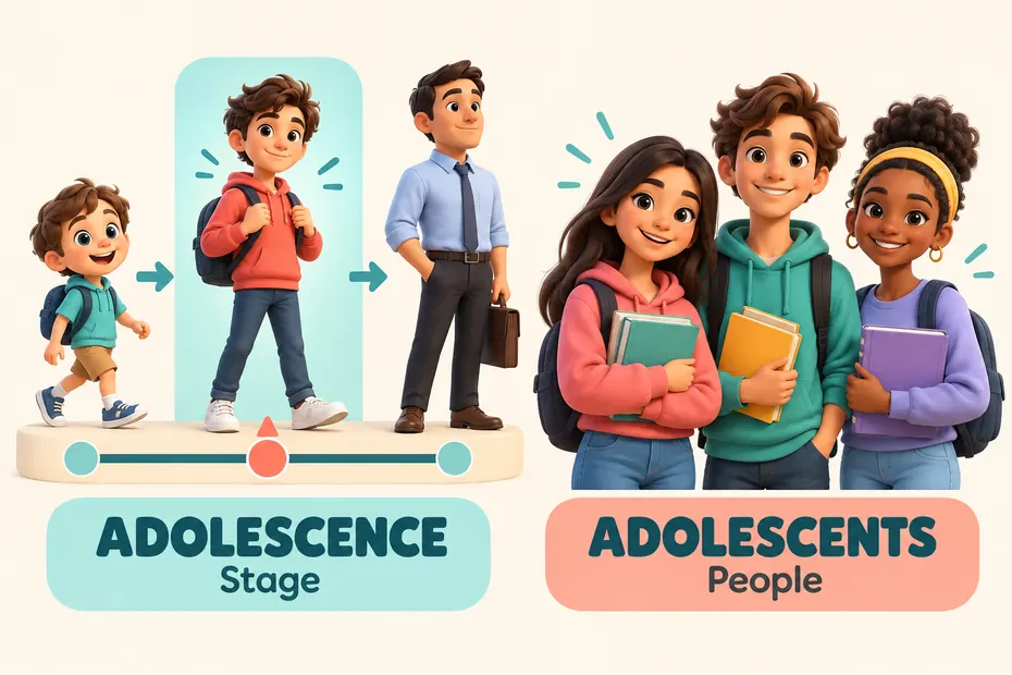 Adolescence names a stage; adolescents names the people.
