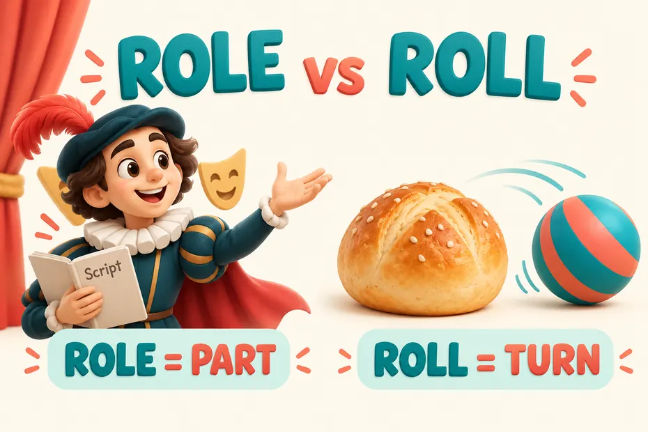 Role names a part; roll describes turning movement.