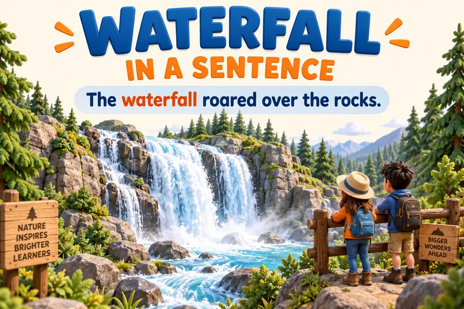 A waterfall sentence illustrated with a safe fenced lookout