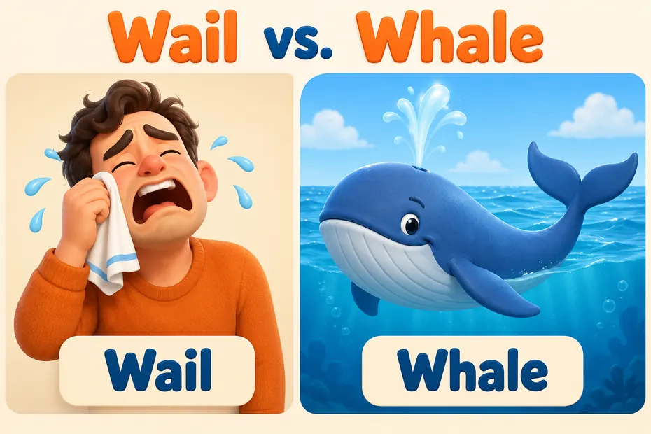 Wail crying sound compared with whale marine mammal