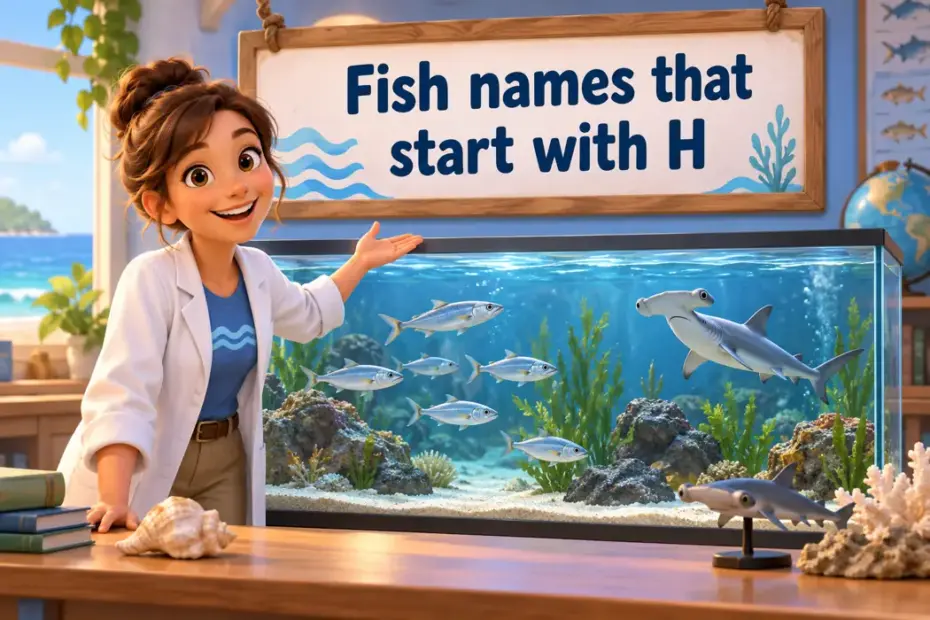 Fish names that start with H; marine learning displays explain fish naming distinctions.