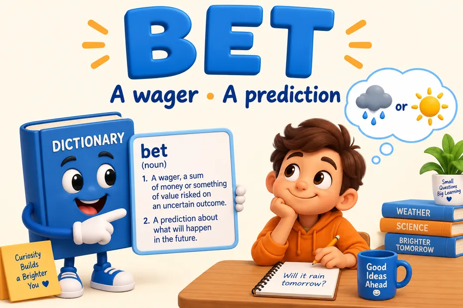 Bet can express a wager or a prediction.