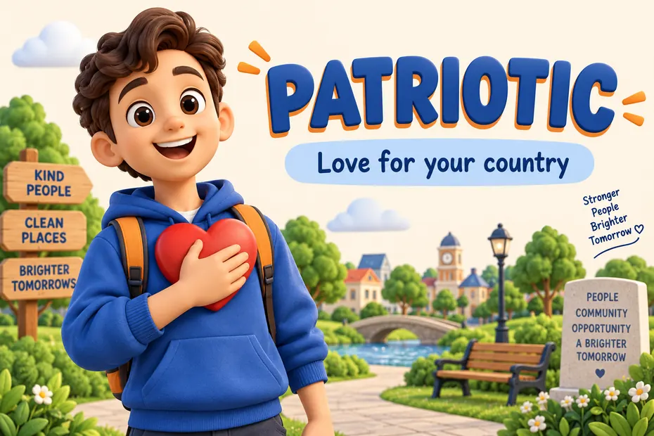 Patriotic describes love for your country.