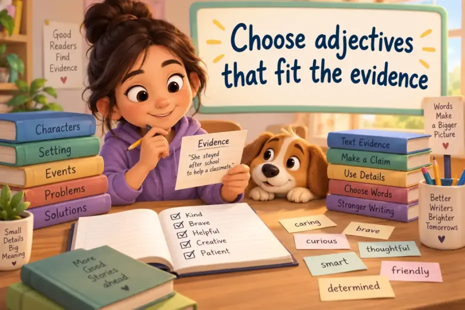 Choose adjectives that fit the evidence