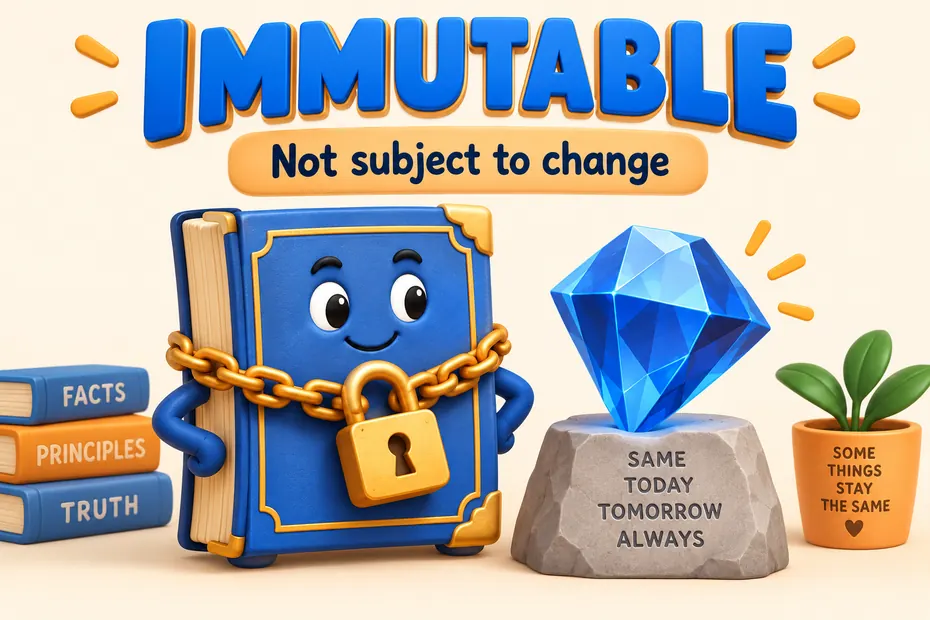 Immutable means not subject to change.