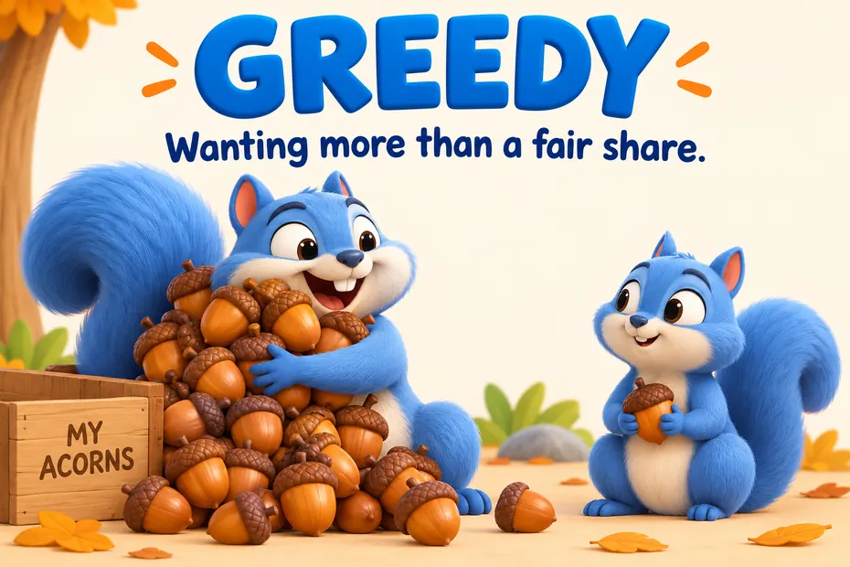 Greedy can describe wanting more than a fair share.
