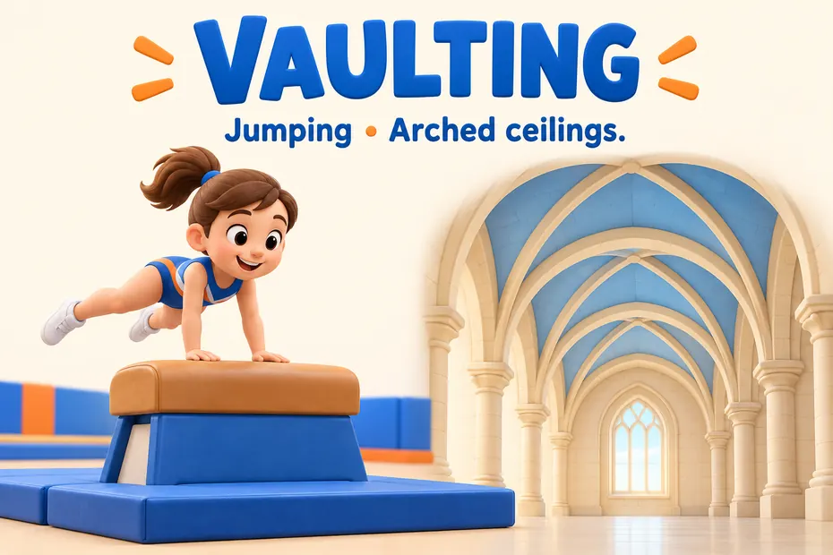 Vaulting can refer to jumping or arched construction.
