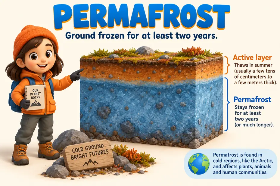 Permafrost is ground frozen for at least two consecutive years.