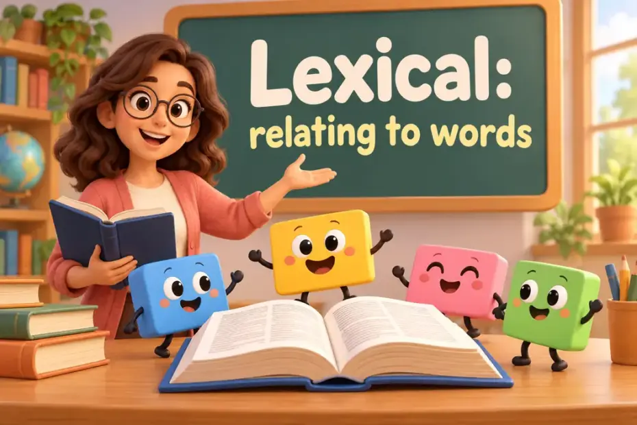 Lexical: relating to words in a playful teaching illustration