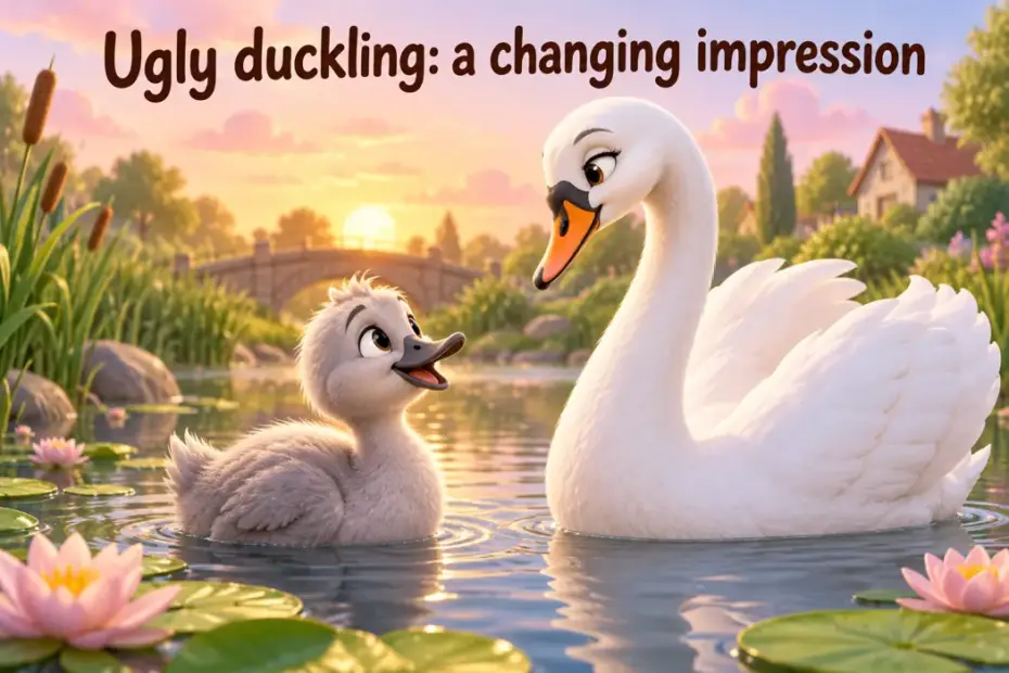 Ugly duckling: a changing impression in a playful teaching illustration
