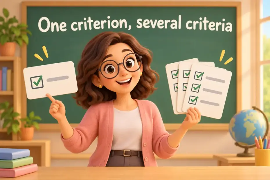 One criterion, several criteria in a playful teaching illustration