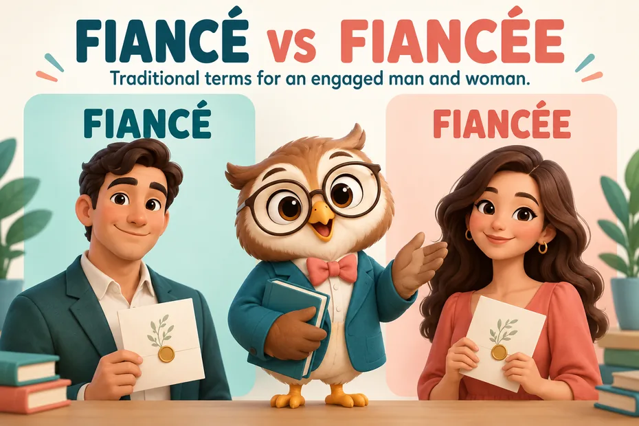 Fiancé and fiancée are traditional terms for an engaged man and woman.