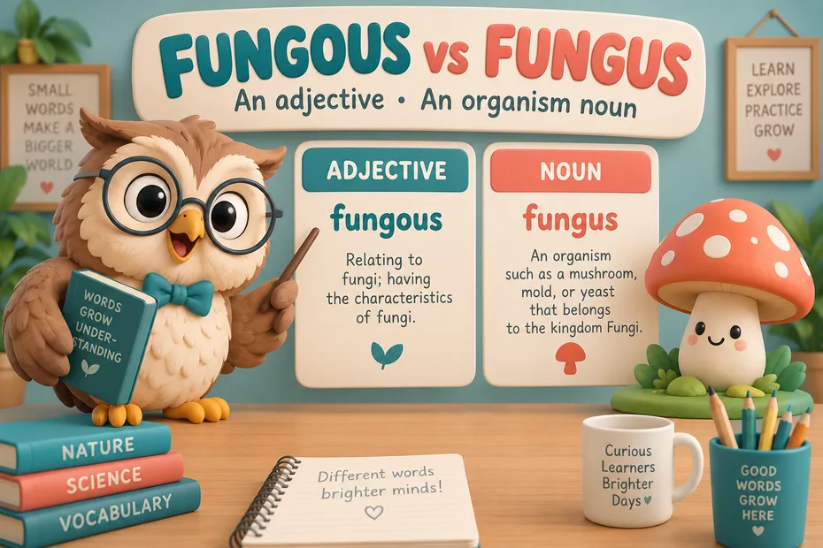 Fungous is an adjective and fungus is an organism noun.