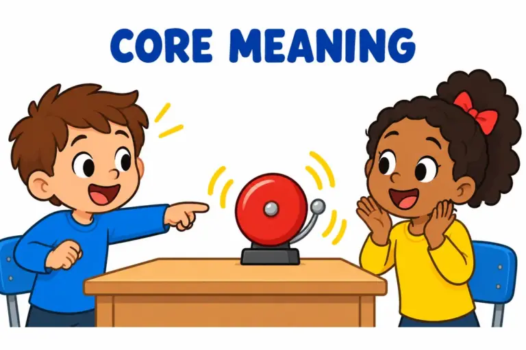 Cartoon children show Go Off: Meaning and Usage, illustrating go off in a sentence in context.