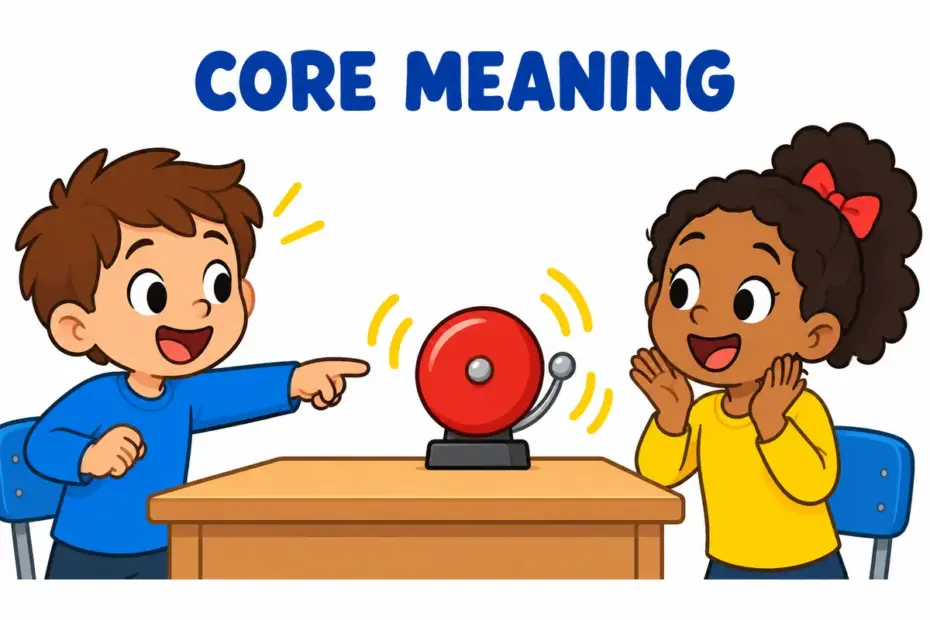 Cartoon children show Go Off: Meaning and Usage, illustrating go off in a sentence in context.