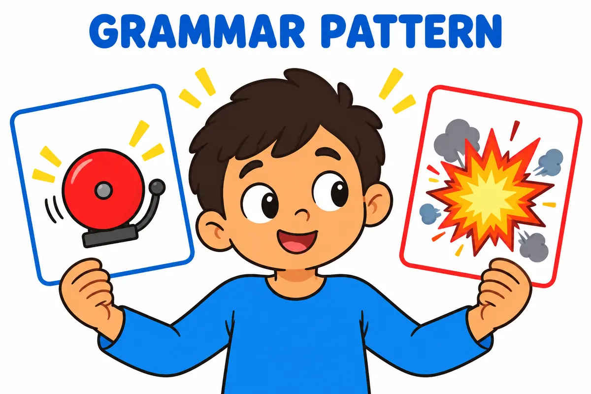 Cartoon children demonstrate Go Off: Meaning and Usage through a clear everyday scene.