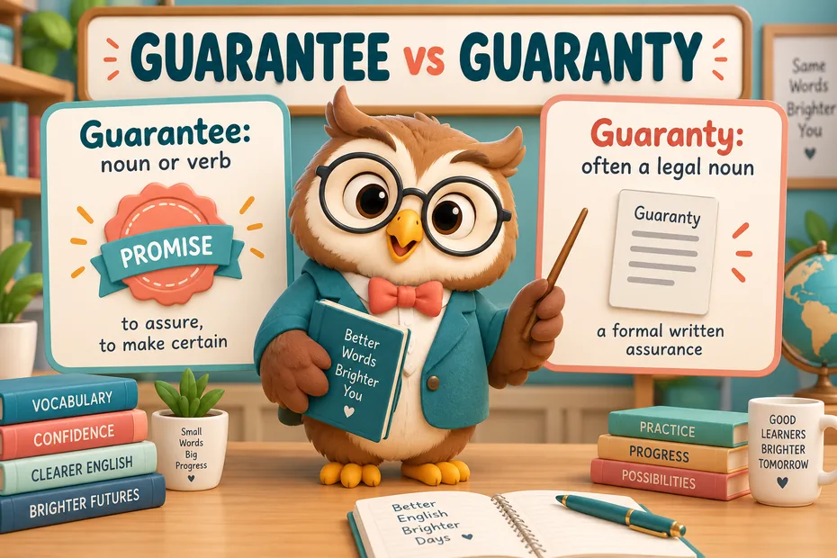 Guarantee versus guaranty: everyday noun and verb versus common formal noun