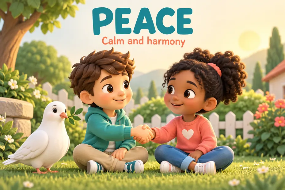 Peace describes calm and harmony.