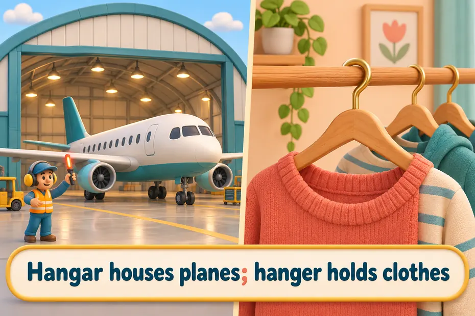 Hangar houses planes; hanger holds clothes