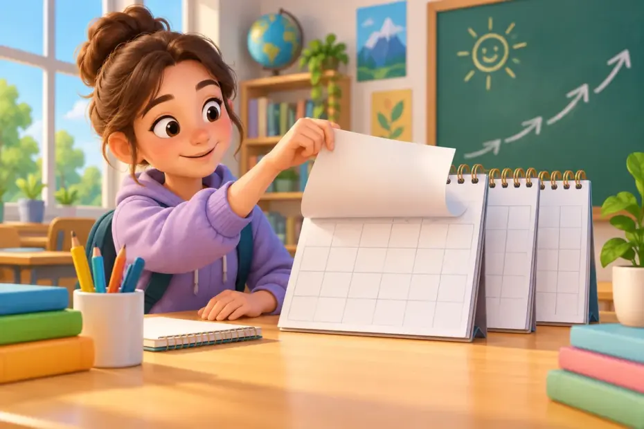 A student turns a calendar page to mark a new routine beginning from today onward.