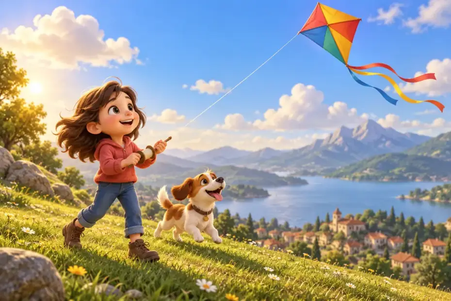 A kite flying above a hillside.