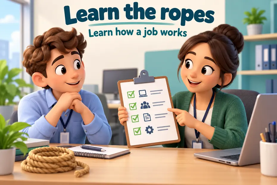 Learn the ropes means learn how a job works.