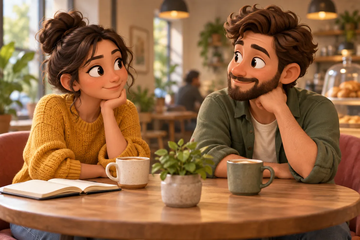 Two friends nod in agreement while sitting across a cafe table.