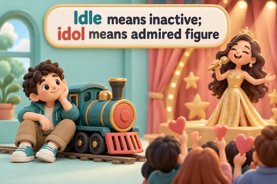 Idle means inactive; idol means admired figure