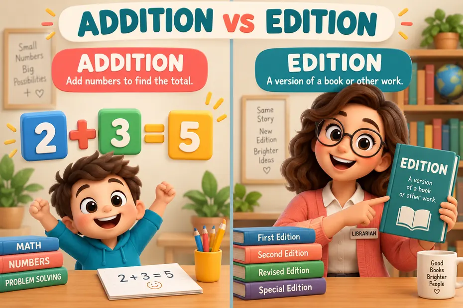 Addition means adding; edition means a version