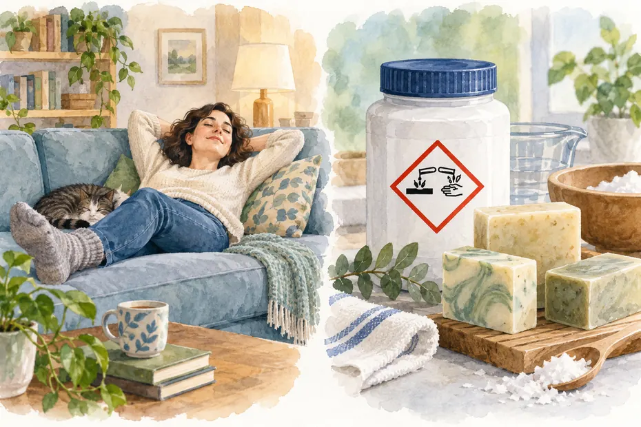 Reclining and a safely closed lye container