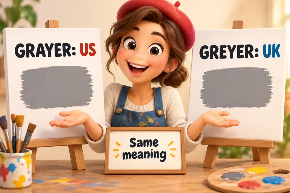 Grayer is usual US spelling; greyer is usual UK spelling; same meaning