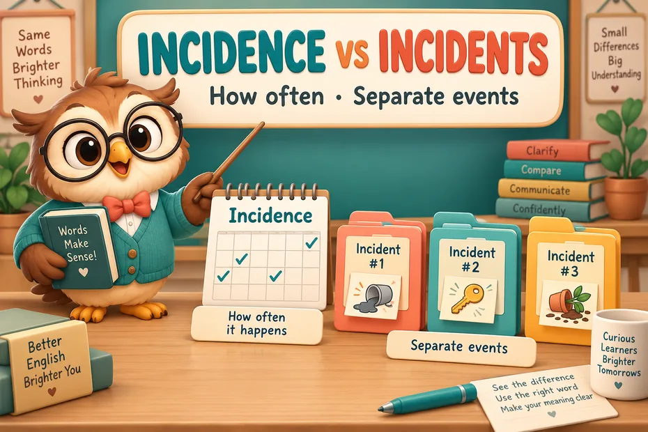 Incidence concerns occurrence or frequency; incidents are separate events