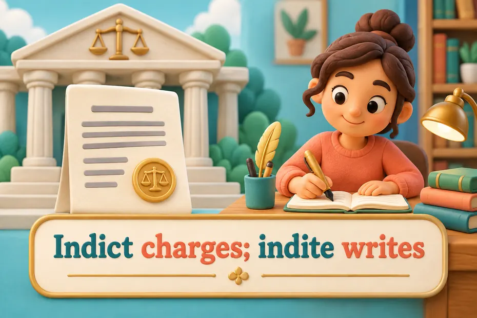 Indict charges; indite writes