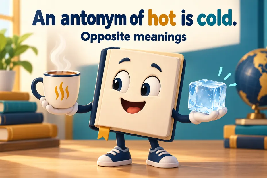 Book mascot compares a steaming cup with ice.