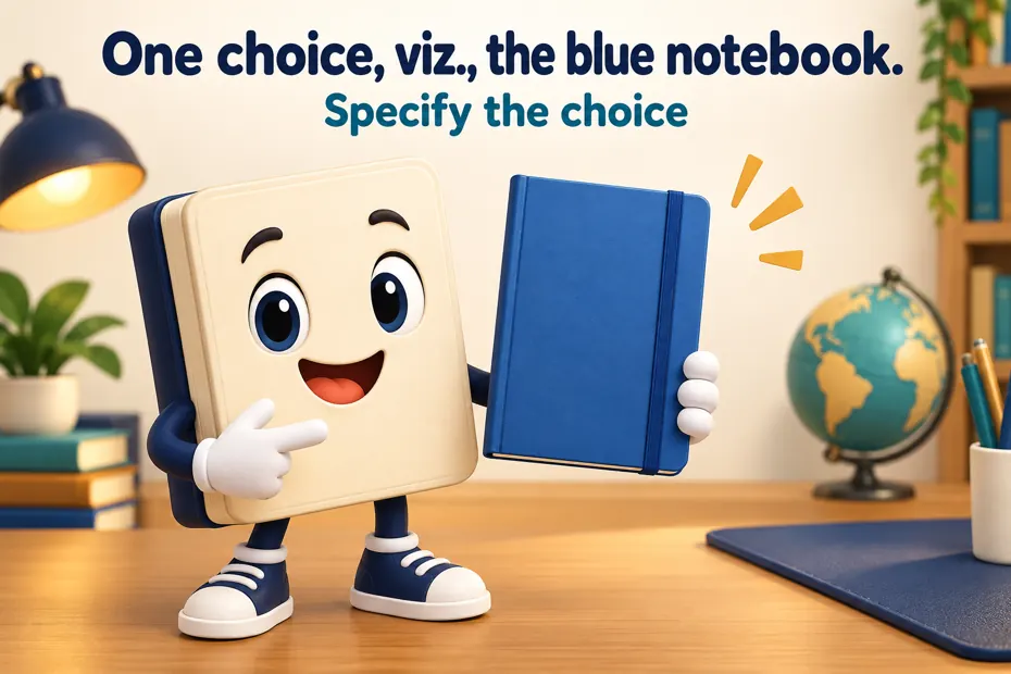 Book mascot holds a blue notebook.