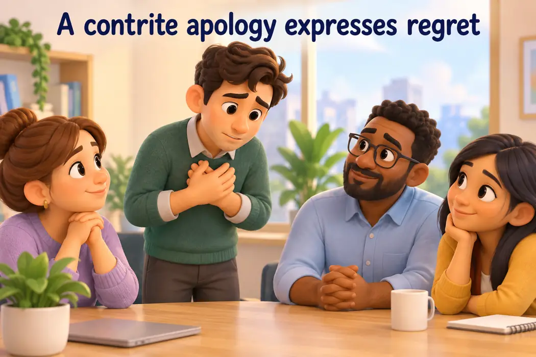 A contrite apology expresses regret