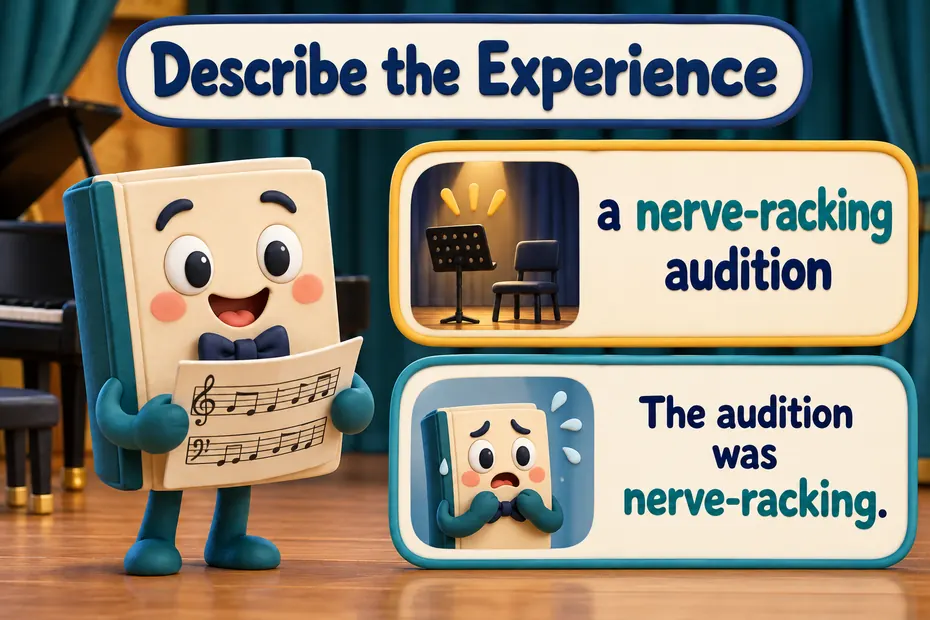 A book mascot compares a nerve-racking audition with The audition was nerve-racking.