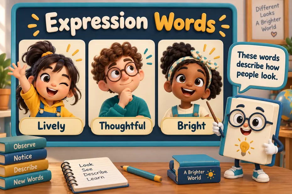 Illustrated faces show Lively, Thoughtful, and Bright expressions.