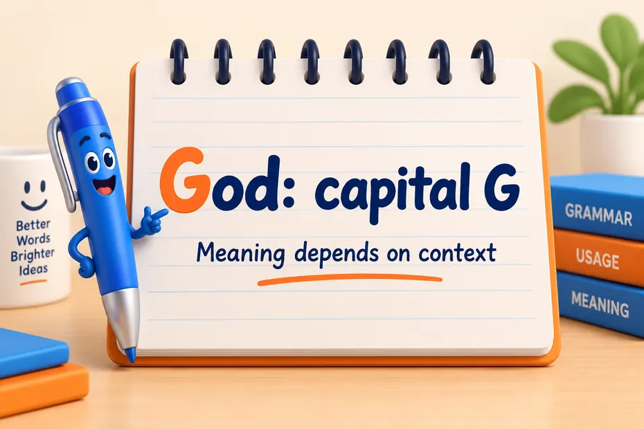 God takes a capital G; the phrase meaning depends on context.