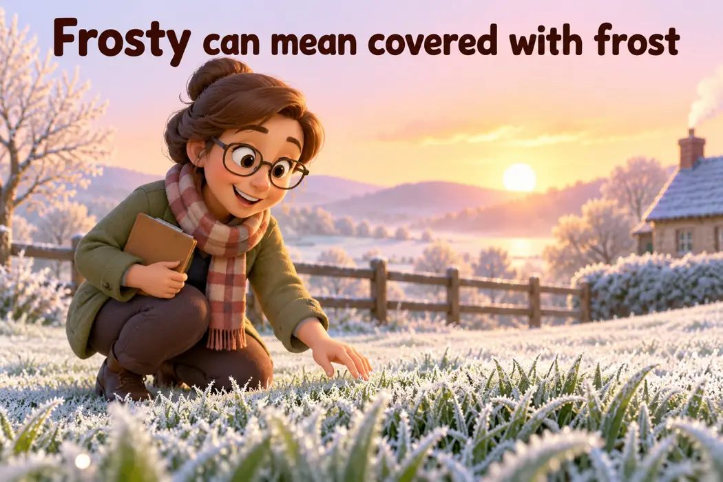 Frosty can mean covered with frost